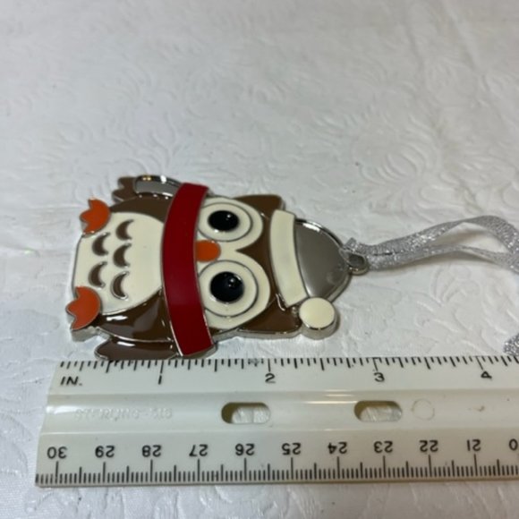 OWL Enamel Metal Christmas Tree Holiday Hanging Ornament 2.5"x3" - Picture 3 of 4
